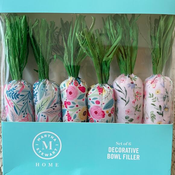 Martha Stewart Decorative Carrots Spring Floral Easter Bowl Filler 6pc New - Picture 6 of 6